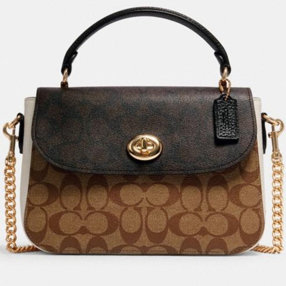 New) Satchel In Blocked Signature Canvas - Picture 1 of 4